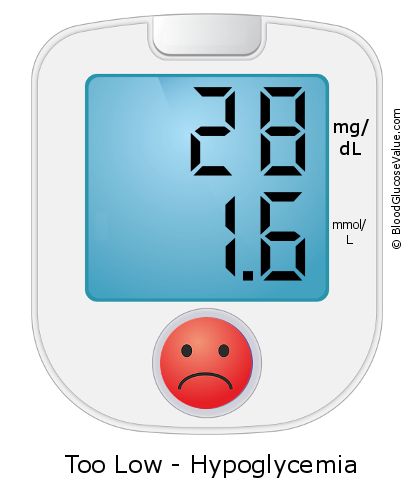 Blood Sugar 28 on the blood sugar test